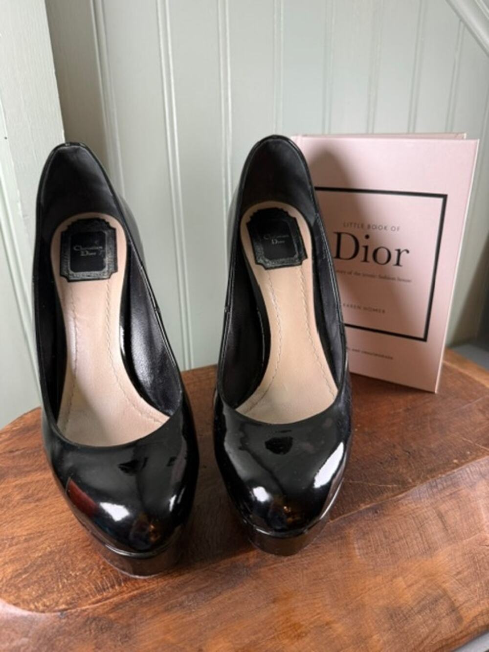 Christian Dior Miss Dior Black Patent Leather Platform Pumps Heels EU 38 1/2